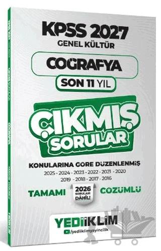 2027 KPSS Genel Kültür Coğrafya Konularına Göre Tamamı Çözümlü Son 11 Yıl Çıkmış Sorular – Kolektif – Yediiklim Yayınları kitap kapağı