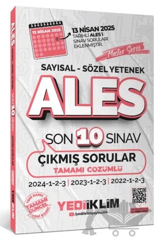 ALES Master Serisi Sayısal - Sözel Yetenek Tamamı Çözümlü Son 10 Sınav Çıkmış Sorular – Kollektif – Yediiklim Yayınları kitap kapağı
