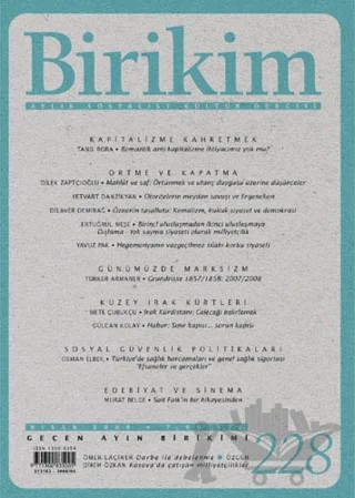 Birikim Aylık Sosyalist Kültür Dergisi Sayı: 228 – Birikim Yayınları kitap kapağı
