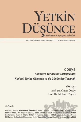 Yetkin Düşünce Dergisi Yıl: 5 Sayı: 20 - Ekim, Kasım, Aralık 2022 – Yetkin Düşünce Dergisi kitap kapağı
