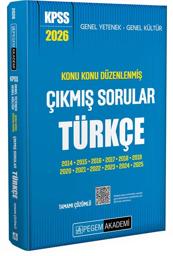 2026 KPSS Genel Yetenek Genel Kültür Konu Konu Düzenlenmiş Tamamı Çözümlü Çıkmış Sorular TÜRKÇE – Pegem Akademi Yayıncılık kitap kapağı