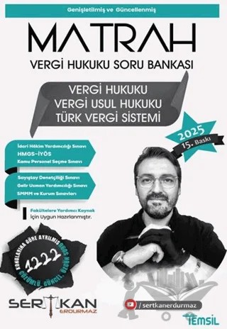 Matrah Vergi Hukuku Soru Bankası Vergi Hukuku –Vergi Usul Hukuku – Türk Vergi Sistemi – Sertkan Erdurmaz – Temsil Kitap kitap kapağı