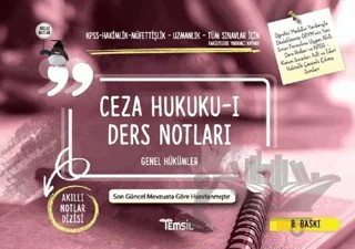 Ceza Hukuku-1 Ders Notları - Genel Hükümler – Kolektif – Temsil Kitap kitap kapağı