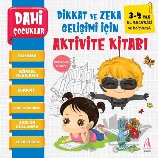 El Becerisi ve Boyama - Dahi Çocuklar Dikkat ve Zeka Gelişimi İçin Aktivite Kitabı – Kolektif – Arunas Yayıncılık kitap kapağı