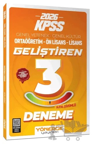 2026 KPSS Genel Yetenek Genel Kültür Geliştiren 3 Deneme Çözümlü – Kolektif – Yönerge Yayınları kitap kapağı
