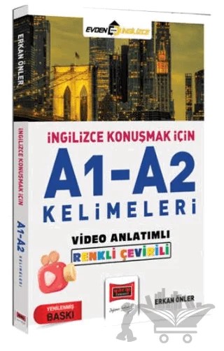 İngilizce Konuşmak İçin A1-A2 Kelimeleri Video Anlatımlı Renkli Çeviri – Erkan Önler – Yargı Yayınevi kitap kapağı