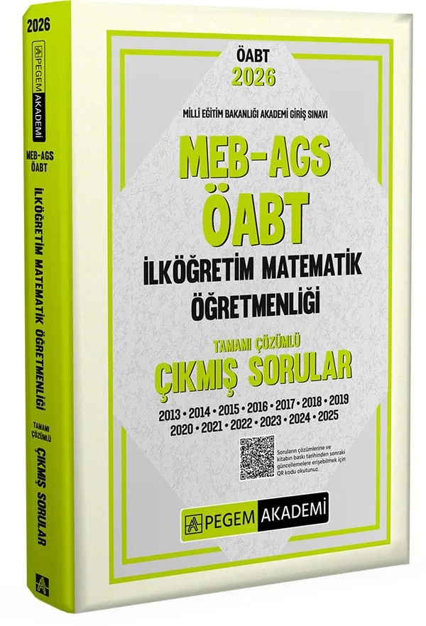 2026 MEB AGS ÖABT İlköğretim Matematik Öğretmenliği Tamamı Çözümlü Çıkmış Sorular – Değerli Öğretmen Arkadaşlarımız – Pegem Akademi Yayıncılık kitap kapağı