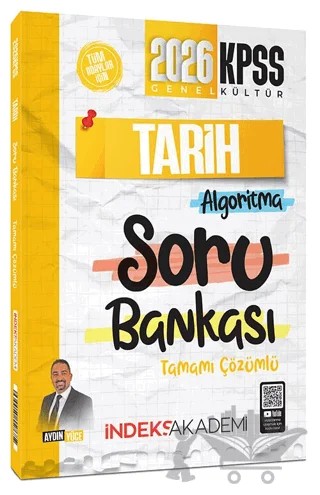 2026 KPSS Tarih Algoritma Soru Bankası Çözümlü – Aydın Yüce – İndeks Akademi Yayıncılık kitap kapağı