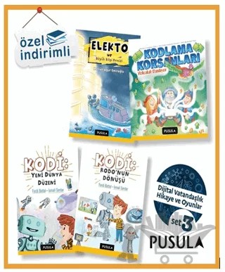 Dijital Vatandaşlık Hikaye ve Oyunlar Seti 3 – Nur Faden Karaçam Duman, Selin Bozkurtlar Peçe, Merve Nur Horasan Yıldız, Ferdi Battal, İsmail Serdar – Pusula Yayıncılık kitap kapağı