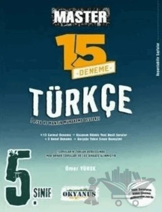 5. Sınıf Türkçe Master 15 Deneme – Ömer Yürek – Okyanus Yayınları kitap kapağı