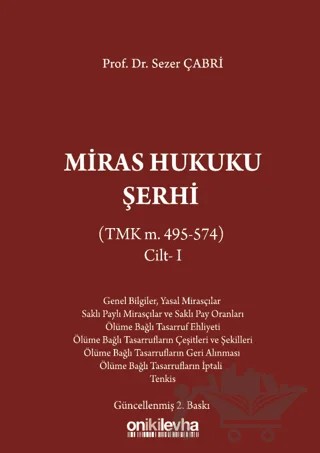 Miras Hukuku Şerhi – Sezer Çabri – On İki Levha Yayınları kitap kapağı