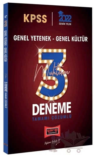 2022 KPSS GY GK Tamamı Çözümlü Muhteşem 3 Deneme – Kolektif – Yargı Yayınevi kitap kapağı