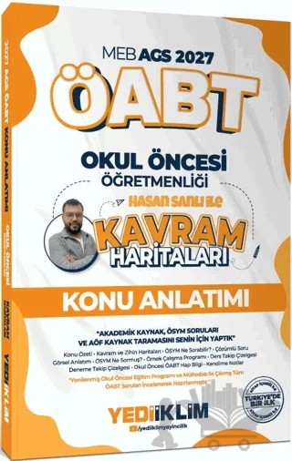 2027 MEB AGS ÖABT Kavram Haritaları ile Okul Öncesi Öğretmenliği Konu Anlatımı – Hasan Şanlı – Yediiklim Yayınları kitap kapağı