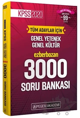 2020 KPSS Genel Yetenek Genel Kültür Ezberbozan 3000 Soru Bankası – Kolektif – Pegem Akademi Yayıncılık kitap kapağı