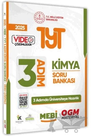 2025 TYT MEBİ-OGM 3 ADIM Kimya Soru Bankası Video Çözümlü – Kolektif – Karakutu Yayın kitap kapağı