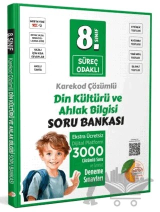 8. Sınıf Süreç Odaklı Din Kültürü ve Ahlak Bilgisi Soru Bankası - Karekod Çözümlü – Editör Yayınevi kitap kapağı