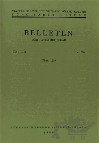 Belleten Sayı: 206 Cilt: 53 – Türk Tarih Kurumu Yayınları kitap kapağı