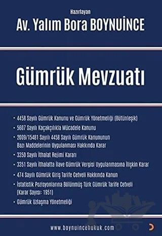 Gümrük Mevzuatı – Yalım Bora Boynuince – Cinius Yayınları kitap kapağı