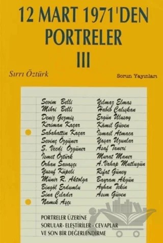 12 Mart 1971’den Portreler Cilt: 3 – Sırrı Öztürk – Sorun Yayınları kitap kapağı