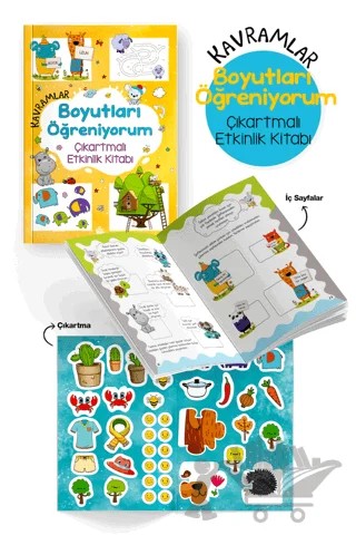 Kavramlar - Boyutları Öğreniyorum - Çıkartmalı Etkinlik Kitabı – Kolektif – Bigkids Yayınları kitap kapağı