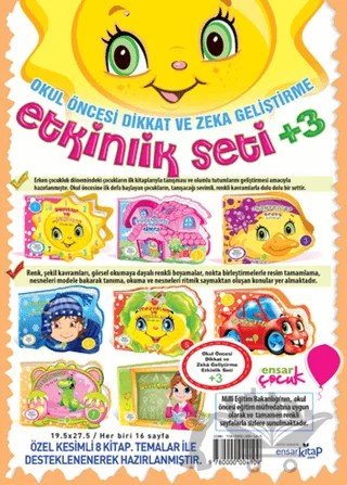Okul Öncesi Dikkat ve Zeka Geliştirme Etkinlik Seti +3 (8 Kitap Takım) – Kolektif – Ensar Neşriyat kitap kapağı
