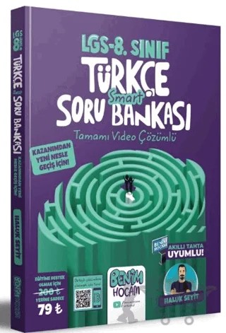 LGS 8. Sınıf Türkçe Smart Tamamı Video Çözümlü Soru Bankası – Haluk Seyit – Benim Hocam Yayınları kitap kapağı
