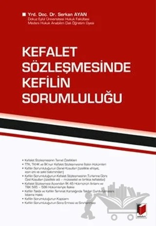 Kefalet Sözleşmesinde Kefilin Sorumluluğu – Serkan Ayan – Adalet Yayınevi kitap kapağı