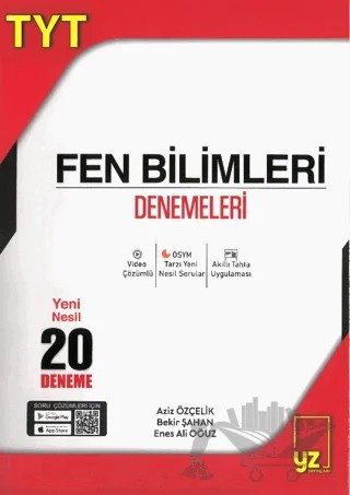 Tyt Fen Bilimleri Denemeleri Yeni Nesil 20 Deneme – Aziz Özçelik, Bekir Şahan, Enes Ali Oğuz – YZ Yayınları kitap kapağı