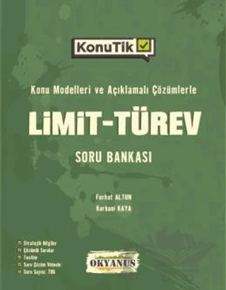 AYT KonuTik Limit - Türev Soru Bankası – Ferhat Altun, Kurbani Kaya – Okyanus Yayınları kitap kapağı