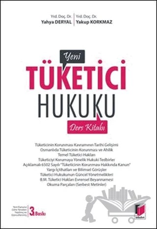 Yeni Tüketici Hukuku Ders Kitabı – Yahya Deryal, Yakup Korkmaz – Adalet Yayınevi kitap kapağı