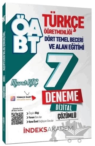 İndeks Akademi ÖABT Türkçe Dört Temel Beceri ve Alan Eğitimi 7 Deneme PDF Çözümlü – Murat Koç – İndeks Akademi Yayıncılık kitap kapağı