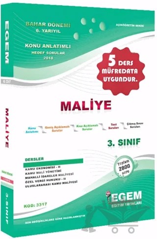 3. Sınıf 6. Yarıyıl Maliye Konu Anlatımlı Hedef Sorular - Kod 3317 – Kolektif – Egem Eğitim Yayınları kitap kapağı