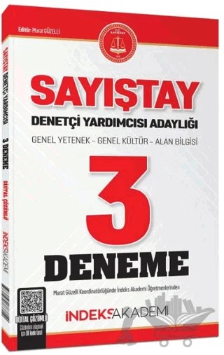 Sayıştay Denetçi Yardımcısı Adaylığı 3 Deneme Çözümlü – Murat Güzelli – İndeks Akademi Yayıncılık kitap kapağı
