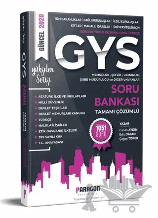 2020 Tüm Kurumlara Yönelik Memurluk Şeflik Müdürlük Uzmanlık ve Diğer Unvanlar için GYS Çözümlü Soru Bankası – Kolektif – Paragon Yayıncılık kitap kapağı