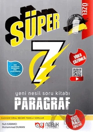 7. Sınıf Paragraf Süper Yeni Nesil Soru Kitabı – Nuh Kabakcı, Muhammed Duman – Nitelik Yayınları - Bayilik kitap kapağı