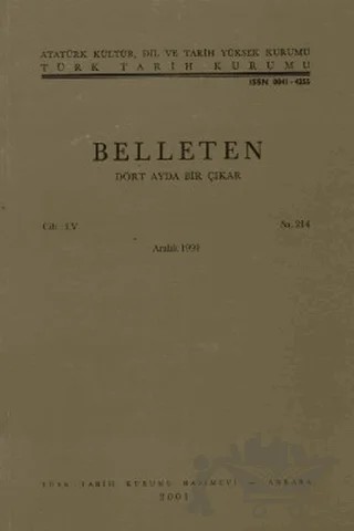 Belleten Sayı: 214 Cilt: 55 – Türk Tarih Kurumu Yayınları kitap kapağı