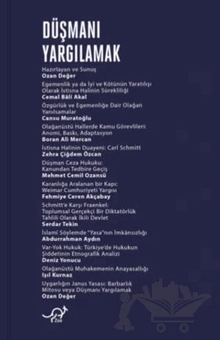 Düşmanı Yargılamak – Abdurrahman Aydın, Boran Ali Mercan, Cansu Muratoğlu, Cemal Bali Akal, Deniz Yonucu, Fehmiye Ceren Akçabay, Işıl Kurnaz, Mehmet Cemil Ozansü, Ozan Değer, Serdar Tekin, Zehra Çiğdem Özcan – Zoe Kitap kitap kapağı