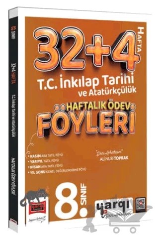 8. Sınıf T.C. İnkılap Tarihi ve Atatürkçülük 32+4 Haftalık Ödev Föyleri – Ali Nuri Toprak – Yargı Yayınevi kitap kapağı