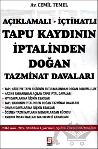 Açıklamalı - İçtihatlı Tapu Kaydının İptalinden Doğan Tazminat Davaları – Cemil Temel – Bilge Yayınevi kitap kapağı