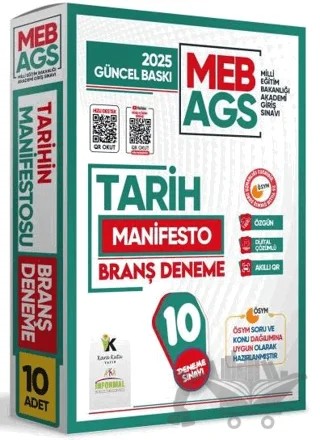 2025 MEB AGS Tarih Manifesto Branş Deneme Paketi 10lu Özgün Dijital Çözümlü – Kolektif – Karakutu Yayın kitap kapağı