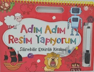 Adım Adım Resim Yapıyorum - Silinebilir Etkinlik Kitabım - Kırmızı – Kolektif – Net Çocuk Yayınları kitap kapağı