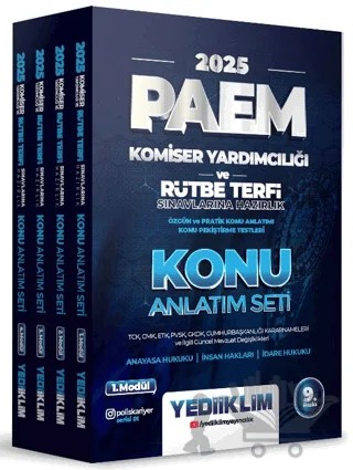 2025 PAEM Komiser Yardımcılığı ve Rütbe Terfi Sınavlarına Hazırlık TCK, CMK, PVSK, GKDK Cumhurbaşkanlığı Kararnameleri ve İlgili Güncel Mevzuat Değişiklikleri Konu Anlatım Seti ( 4 Modül ) – Kollektif – Yediiklim Yayınları kitap kapağı