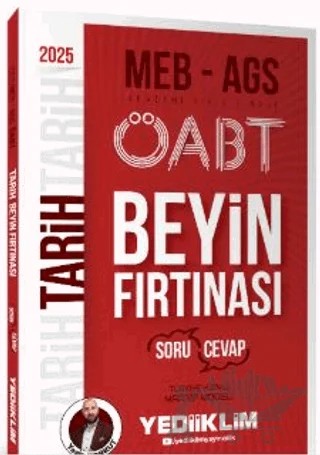 2025 MEB AGS ÖABT Tarih Beyin Fırtınası (Soru-Cevap) – Yasin Korkut – Yediiklim Yayınları kitap kapağı