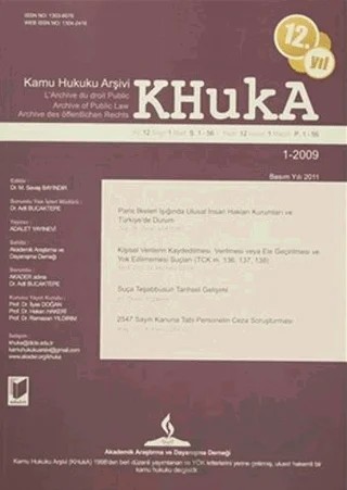 KHUKA - Kamu Hukuku Arşivi Dergisi Yıl: 12 Sayı: 1 Mart – Adalet Yayınevi kitap kapağı