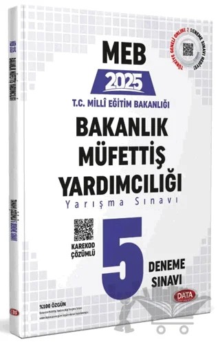 MEB Bakanlık Müfettiş Yardımcılığı 5 Deneme Sınavı - Karekod Çözümlü – Kolektif – Data Yayınları kitap kapağı