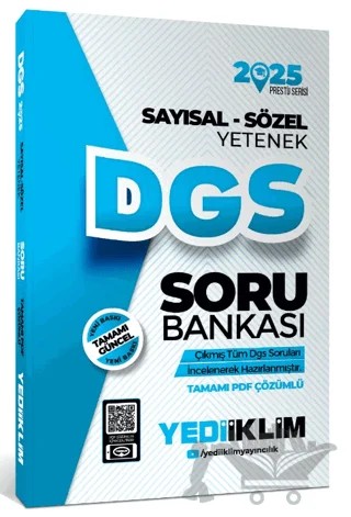 2025 DGS Prestij Serisi Sayısal-Sözel Yetenek Tamamı PDF Çözümlü Soru Bankası – Kolektif – Yediiklim Yayınları kitap kapağı