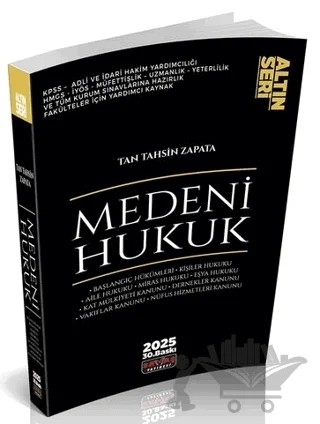 2025 Medeni Hukuk Konu Anlatımı Altın Seri – Tan Tahsin Zapata – Savaş Yayınevi kitap kapağı