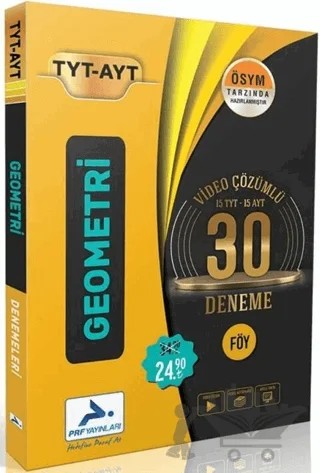 TYT AYT Geometri Video Çözümlü 30 Deneme – Kolektif – Paraf Yayınları kitap kapağı