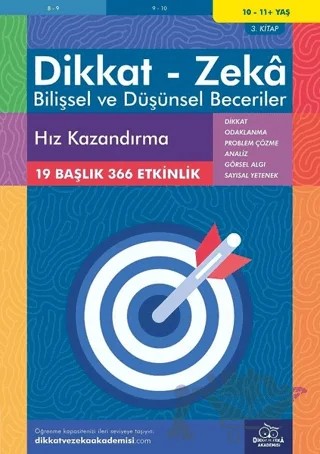 10-11 Yaş Dikkat - Zeka - Bilişsel ve Düşünsel Beceriler - Hız Kazandırma 3. Kitap – Alison Primrose – Dikkat ve Zeka Akademisi Yayınları kitap kapağı