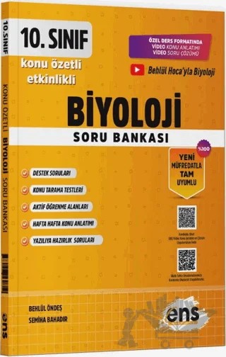 10. Sınıf Biyoloji Etkinlikli Soru Bankası – Behlül Öndeş, Semiha Bahadır – ENS Yayınları kitap kapağı